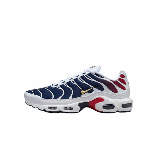 Air Max Plus "PSG" Blanc/Midnight
Navy/University Red/Metallic Gold