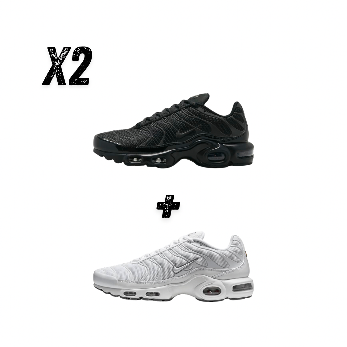 Lot de 2 Paires Air Max Plus Black/White-Grey